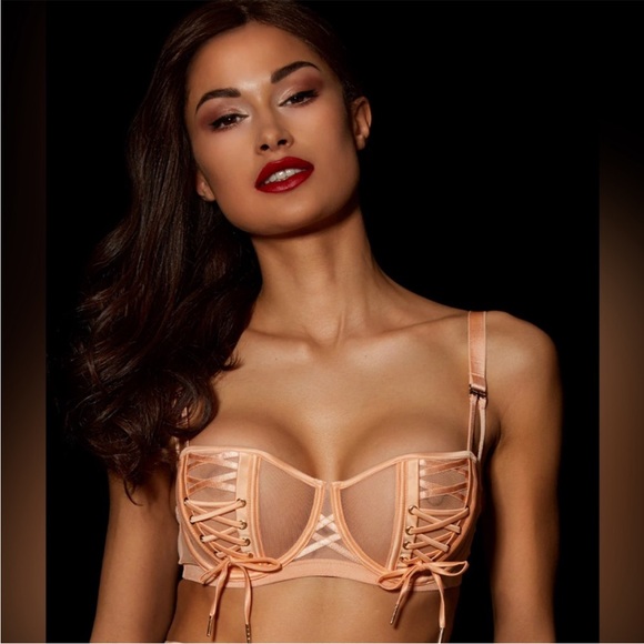 Honey Birdette Shannon Lace-Up Peach Bra